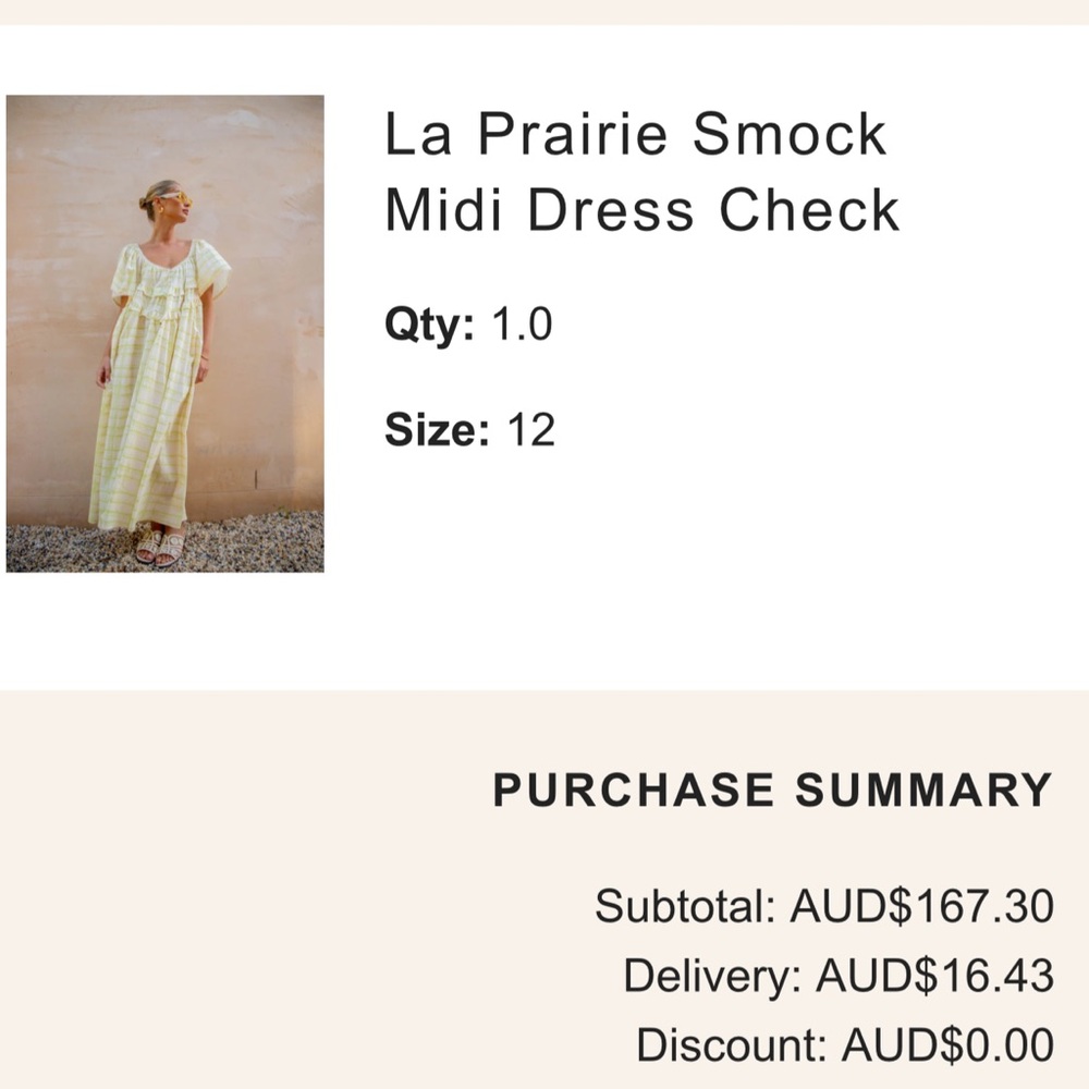 La Prairie Smock Midi Dress - Yellow Check